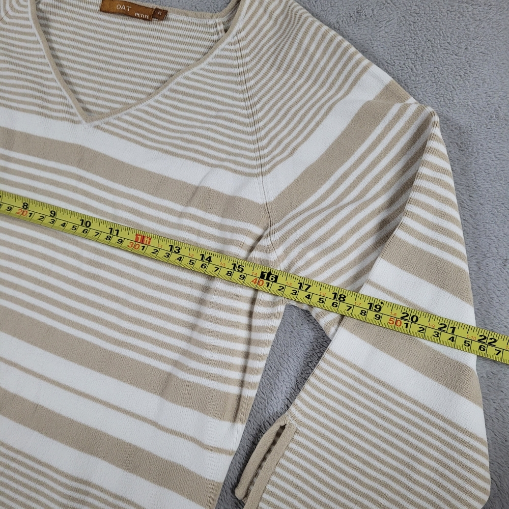 Vintage Oat Striped Beige and White Women's Sweater - Picture 5 of 8